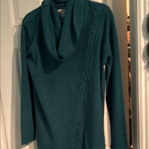 Croft & Barrow Green Cowl Neck Sweater with Textured Knit